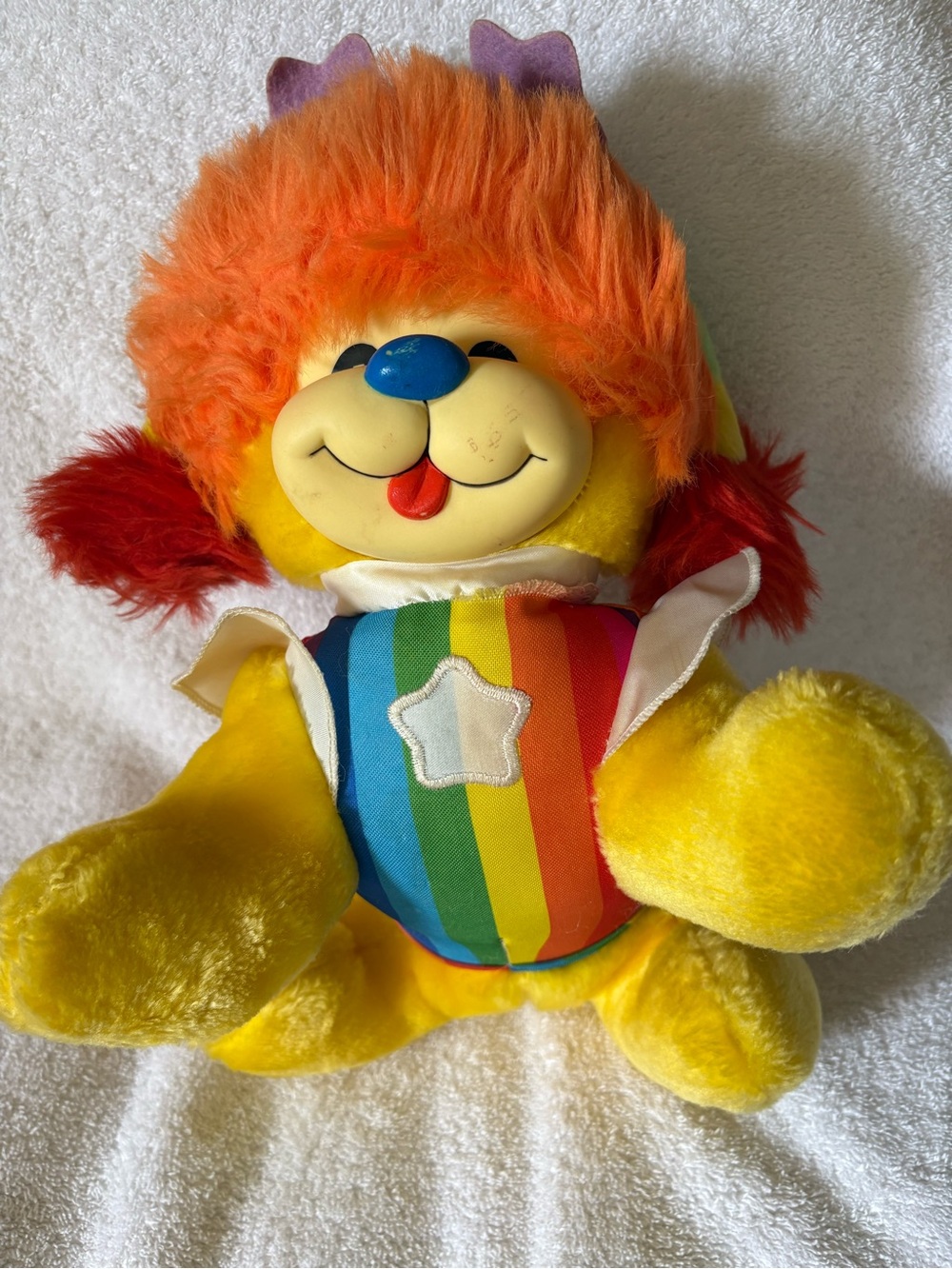 Hallmark Vintage 1983 Rainbow Brite Puppy Brite plush toy with a vibrant rainbow